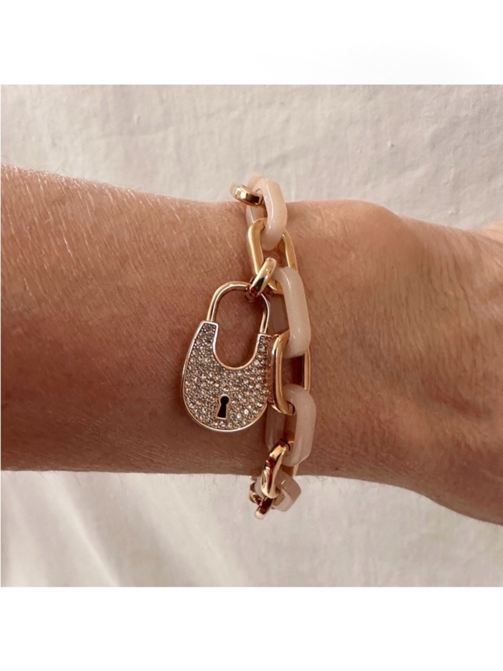 Michael Kors Padlock Rose Gold Blush Acrylic Crystal